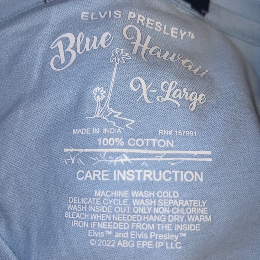 ELVIS PRESLEY “BLUE HAWAII”🌊 NEW with TAG‼️ Blue T-Shirt 💯% Cotton Size XXL - Picture 7 of 16
